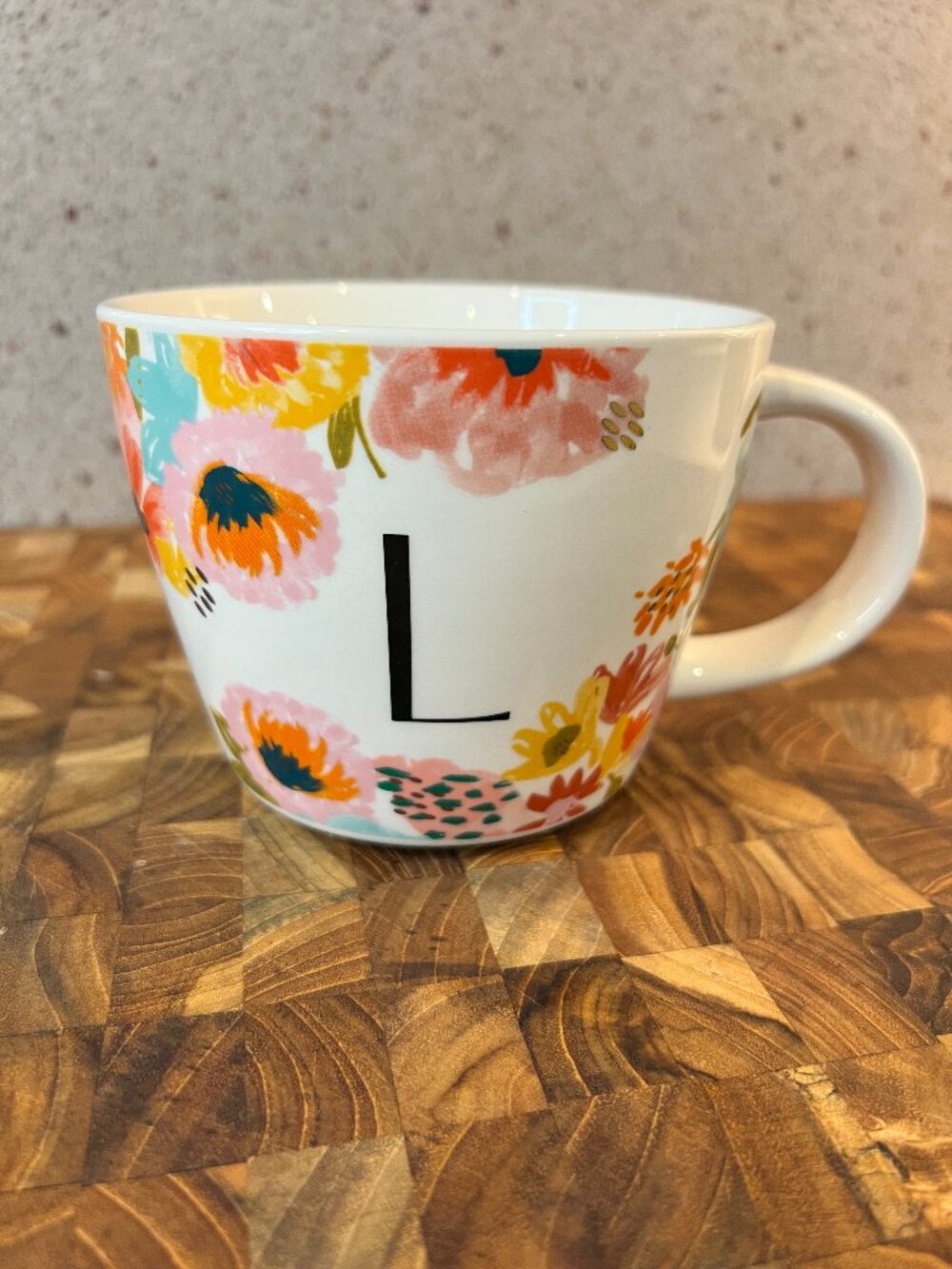Opalhouse Coffee Mug Tea Mug Floral Monogram L 14oz